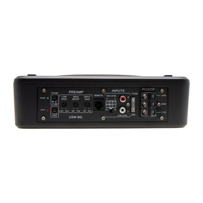 Power Acoustik Low Profile 8" Car Subwoofer Enclosure with 600W Class D Amplifier & LED Lighting