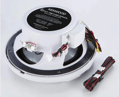 KENWOOD KFC-1673MRWL 6.75 2-Way Marine Speaker(White) with RGB Lighting, Remote Control Included, 260 Max Power