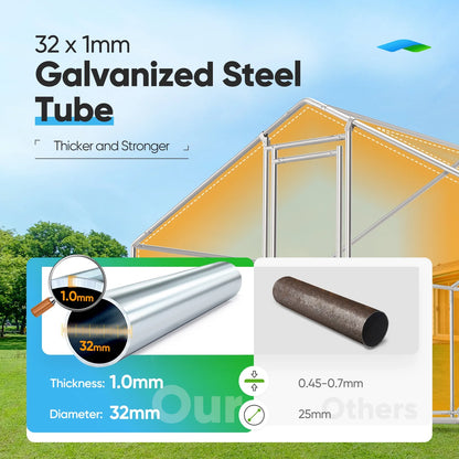 Quictent Premium Large Metal Chicken Coop Run Upgraded with Galvanized Hardware Cloth & 1.26" Reinforced Metal Tube, Walk-in Poultry Cage for Outdoor Yard Farm, 19.7x9.8x6.6FT