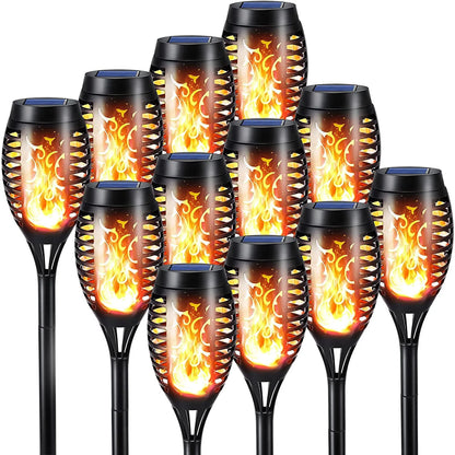 Toodour Christmas Solar Lights Outdoor with Flickering Flame, 12 Pack LED Solar Torch Lights, Waterproof Solar Garden Lights for Path Landscape Patio Christmas Decor