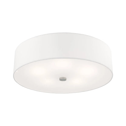 Livex Lighting Meridian 9" 5-Light Metal & Fabric Semi Flush in Satin Brass