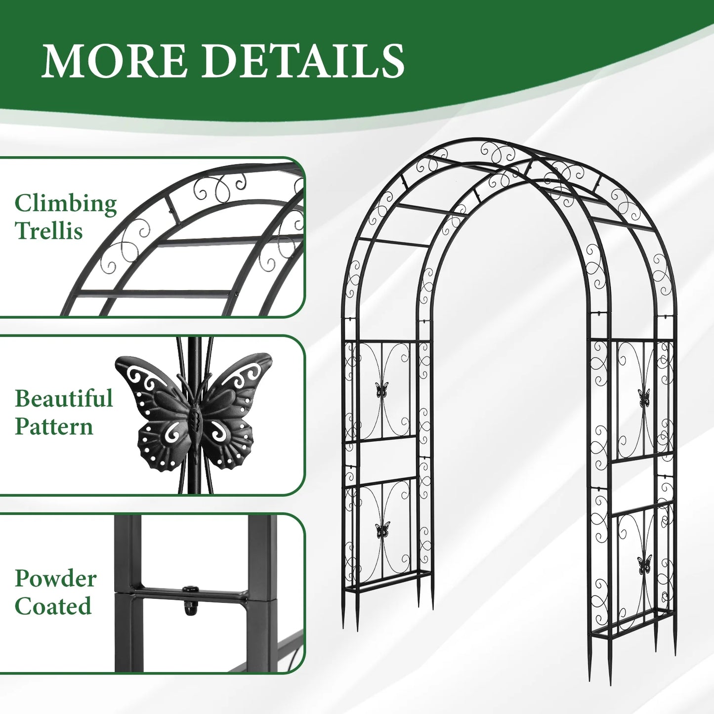 Ktaxon Garden Arbor, Arch Archway for Wedding Ceremony Party, Steel Garden Trellis for Plant Climbing, Christmas Garden Decorations Pergola for Garden, Backyard, Lawn