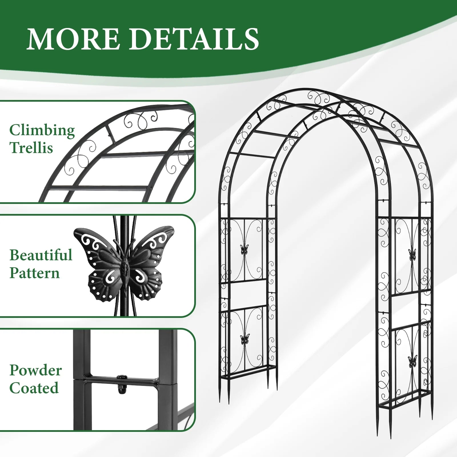 Ktaxon Garden Arbor, Arch Archway for Wedding Ceremony Party, Steel Garden Trellis for Plant Climbing, Christmas Garden Decorations Pergola for Garden, Backyard, Lawn