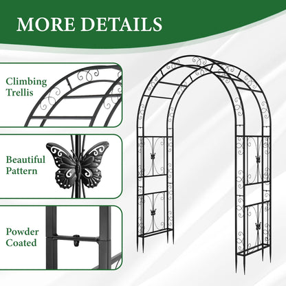 Ktaxon Garden Arbor, Arch Archway for Wedding Ceremony Party, Steel Garden Trellis for Plant Climbing, Christmas Garden Decorations Pergola for Garden, Backyard, Lawn