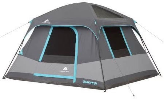 10' x 9' Trail Six-Person Dark Rest Cabin Family Camping and Adventure Tent, Includes a Gear Loft, Hanging Organizer, and Electrical Port Access and Ground Vent for Improved Air Circulation