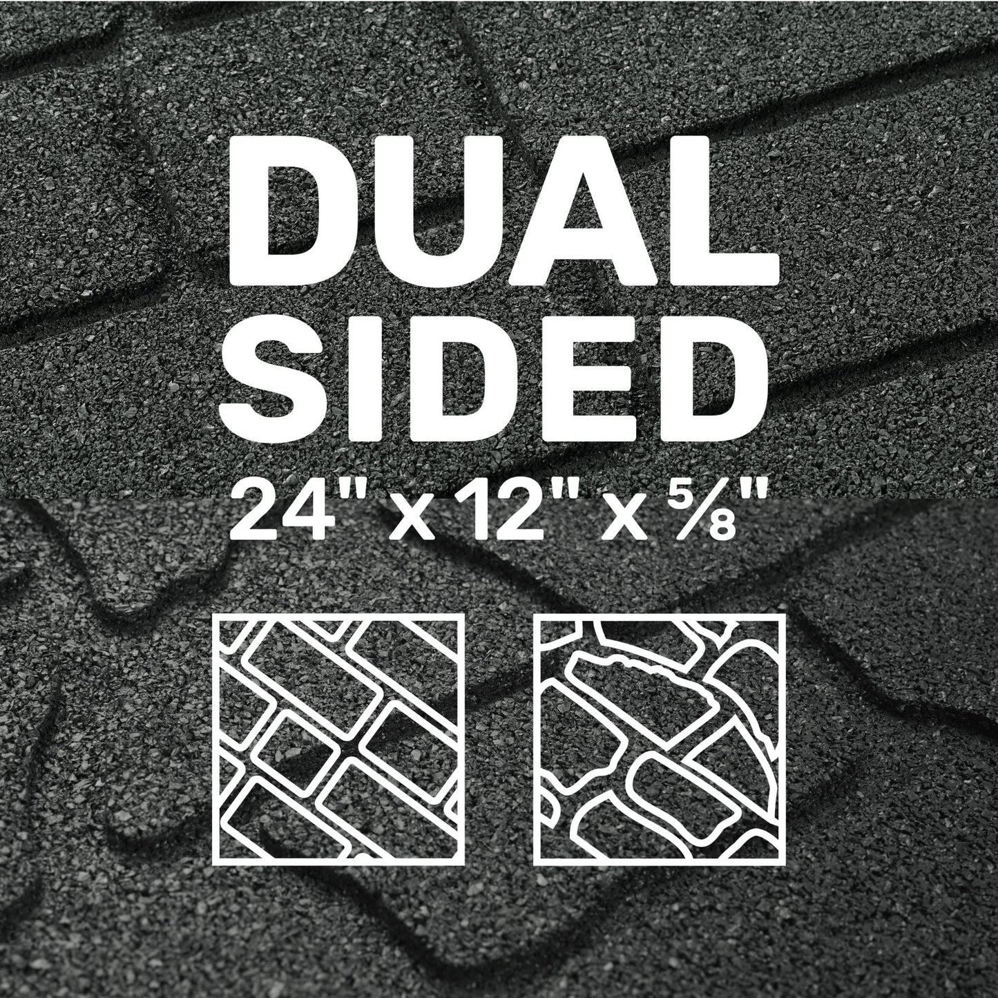 GroundSmart 24" x 12" x 5/8" Black Interlocking Dual-Sided Rubber Paver, 9 Pack