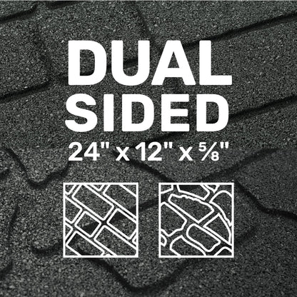 GroundSmart 24" x 12" x 5/8" Black Interlocking Dual-Sided Rubber Paver, 9 Pack