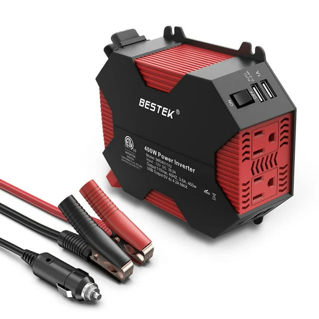 400 Watts Power Inverter DC 12V to AC 110V Power Converter with 4 USB Charging Ports Car Adapter for Christmas String Lights