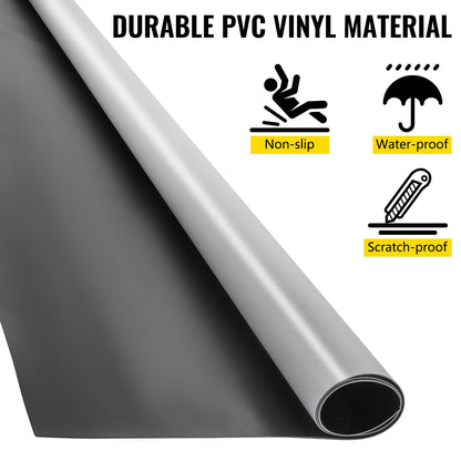 KFFKFF 6.6 x 49.2 ft Dance Floor Roll Portable Practice Dance Floor 1.5mm Thickness PVC Dance Flooring Grey/Black Roll out Dance Floor Non-slide