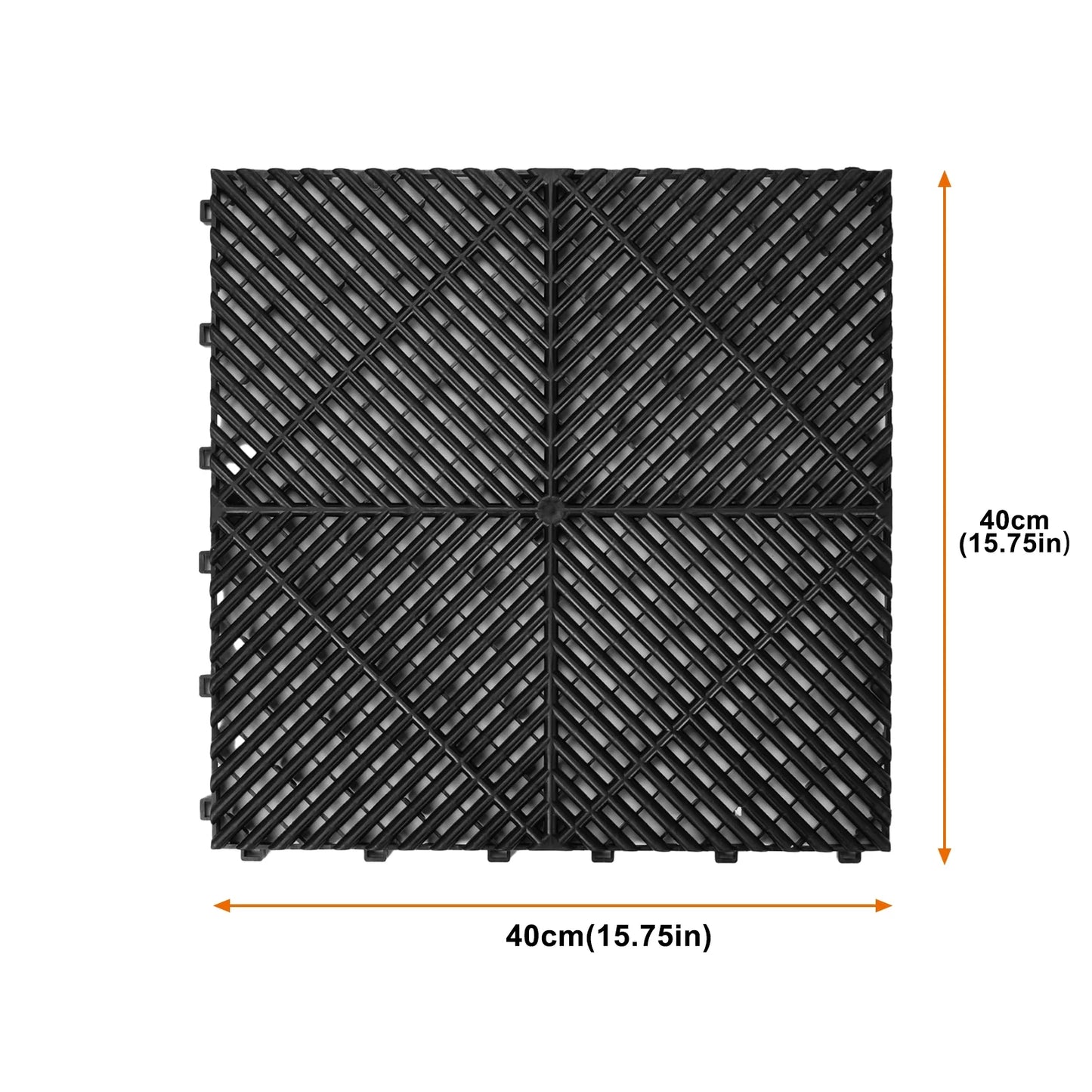 Garage Floor Tiles Interlocking 15.75x15.75 in 50pcs Garage Flooring Tiles Black