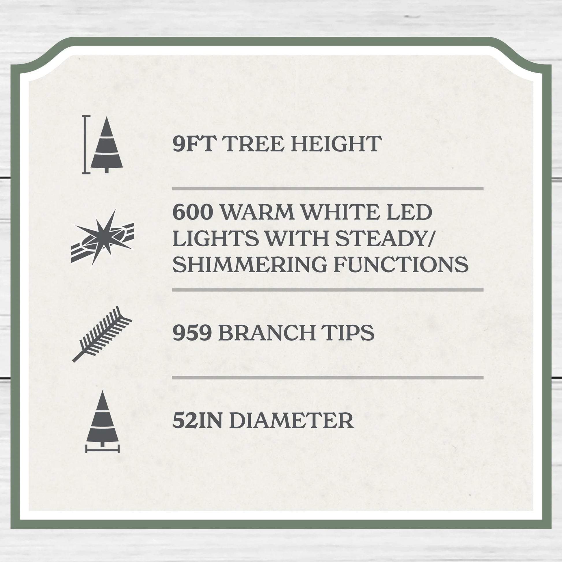 9' Pre-Lit Green Cypress Artificial Christmas Tree with 600 Warm White Twinkle LED Lights, by My Texas House