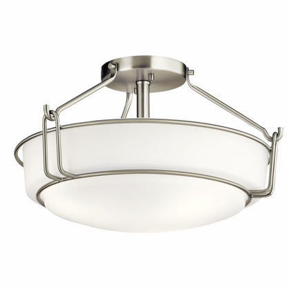44085NI-Kichler Lighting-Alkire - 3 light Semi-Flush Mount - with Transitional inspirations - 9.25 inches tall by 16.5 inches wide-Brushed Nickel