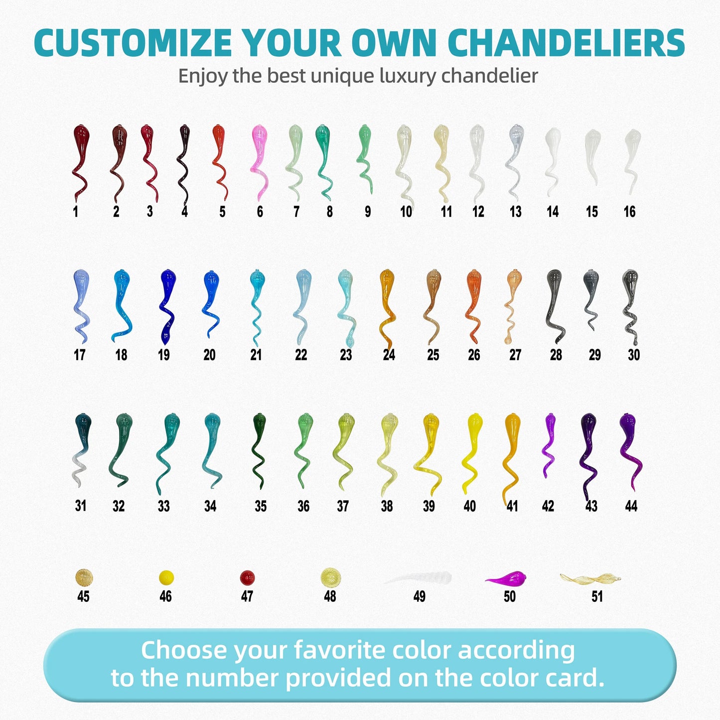 Longree Luxury Chandeliers Modern Hand Blown Glass Art Chandelier Ceiling Light Hanging Pendant Chandelier Light Fixture Decoration for Bedroom Indoor Lighting Living Room (Customizable Size & Color)
