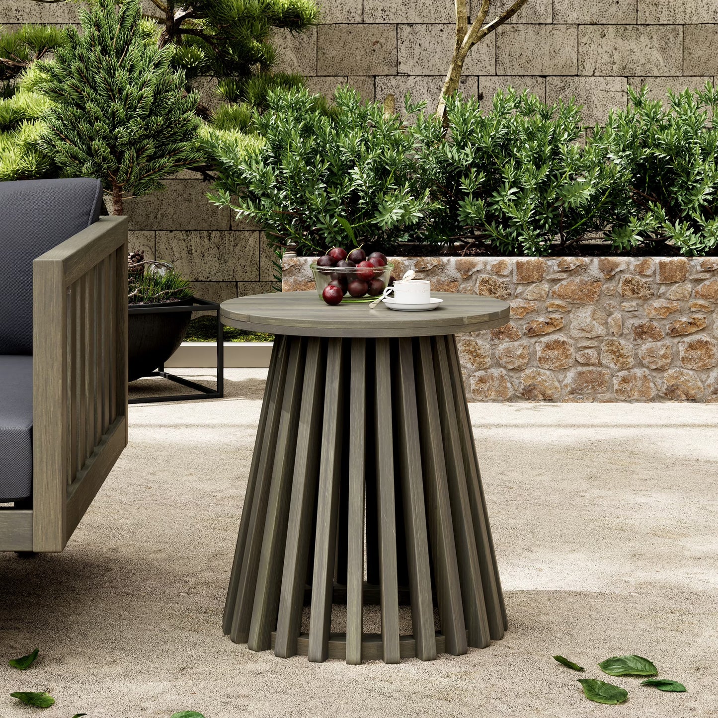 Christopher Knight Home Outdoor Acacia Wood Patio Side Table, Round Coffee Table for Backyard, Lawn, or Balcony, Light Teak