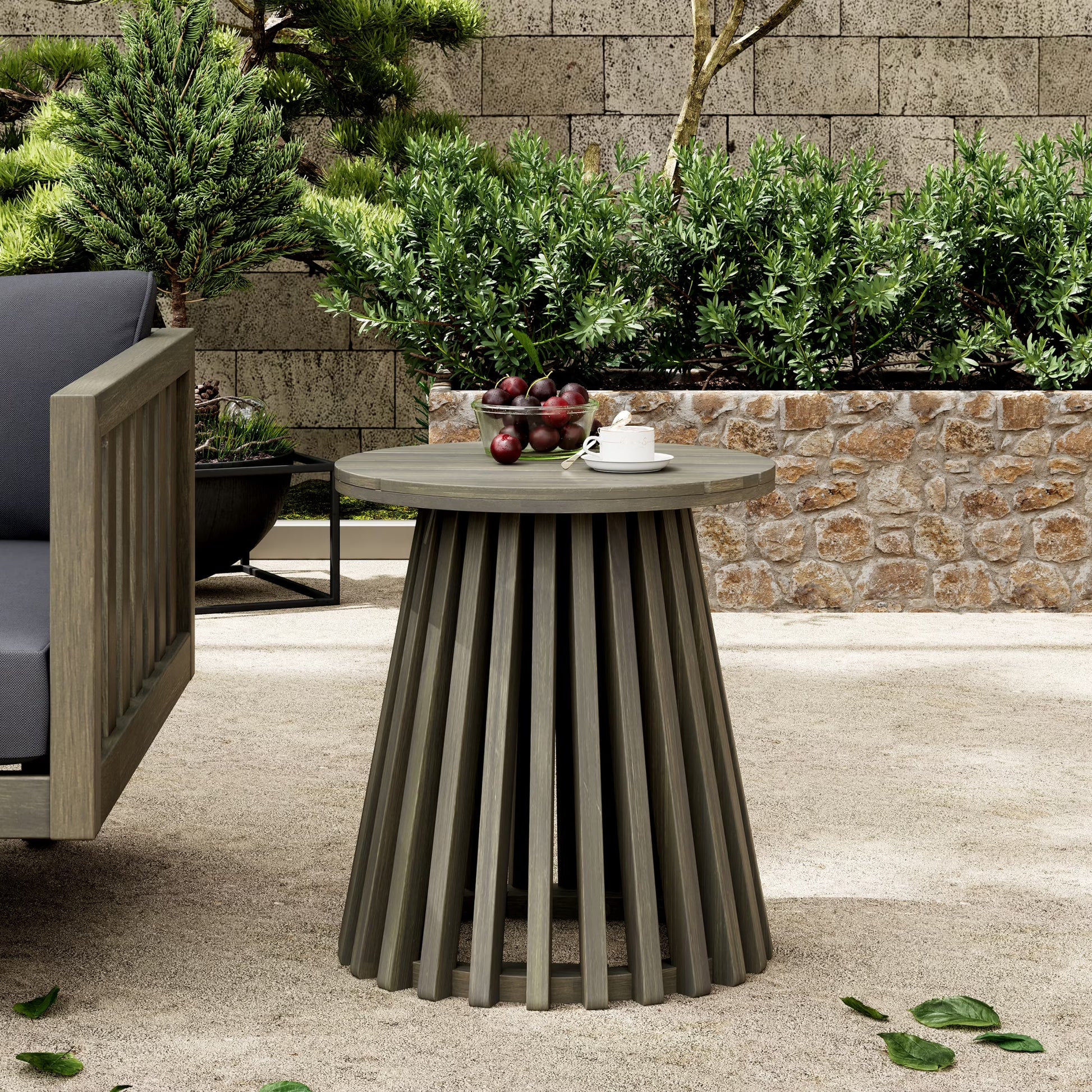 Christopher Knight Home Outdoor Acacia Wood Patio Side Table, Round Coffee Table for Backyard, Lawn, or Balcony, Light Teak