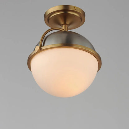 12410SWSNSBR-Maxim Lighting-Duke - 1 Light Semi-Flush Mount-10.75 Inches Tall and 9.5 Inches Wide-Satin Nickel/Satin Brass Finish