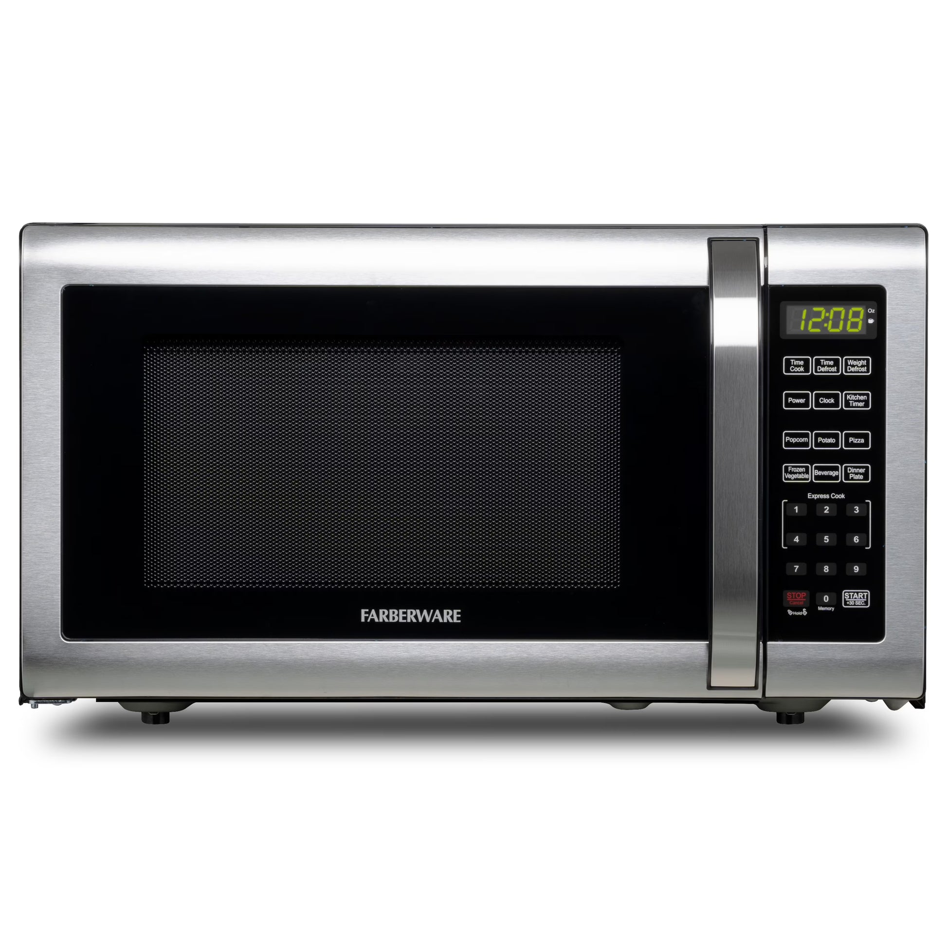 Farberware Countertop Microwave Ov 1100 Watts, 2.2 cu ft - Smart Sensor With LED Lighting and Child Lock - Perfect for Apartments and Dorms - Easy Clean Black Interior, Stainless Steel