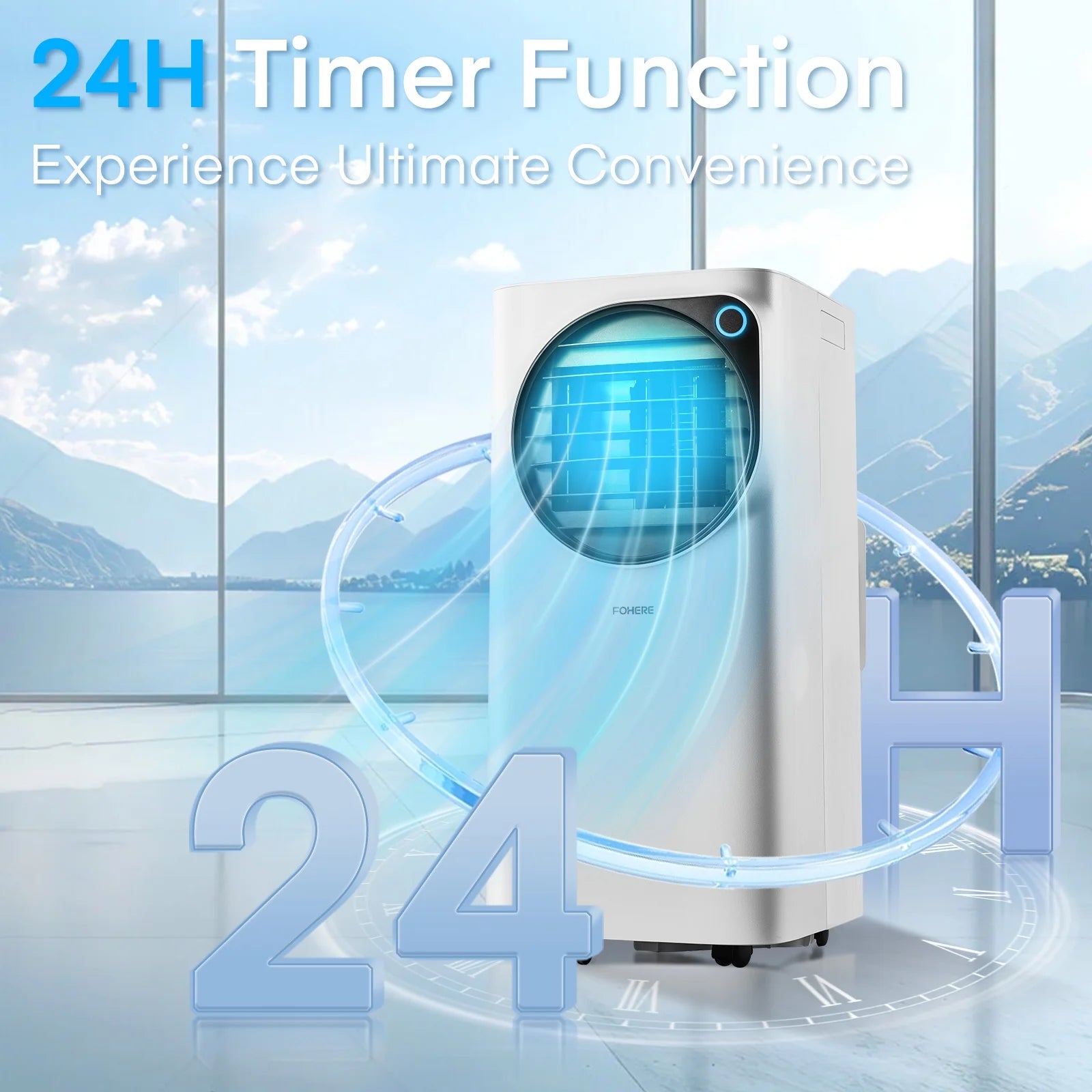 FOHERE 12000 BTU Portable Air Conditioner for Room Cooling and Heating, Covers up to 550 Sq. Ft, 4 IN 1 All Season AC Portable Air Conditioner with Remote Control and Window Kit, White