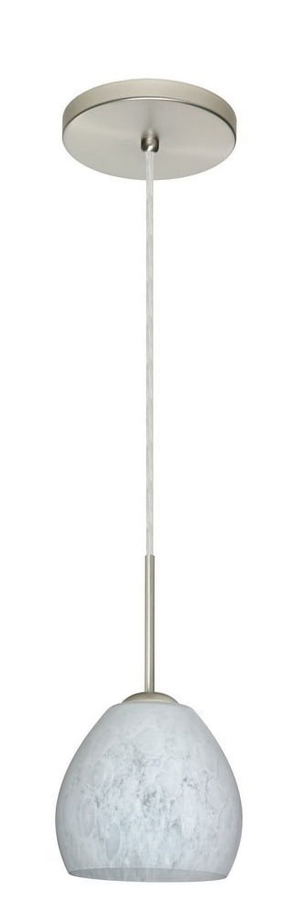 1BT-412219-BR-Besa Lighting-Bolla-One Light Cord Pendant with Flat Canopy-5.88 Inches Wide by 5.25 Inches High-Bronze Finish-Carrera Glass