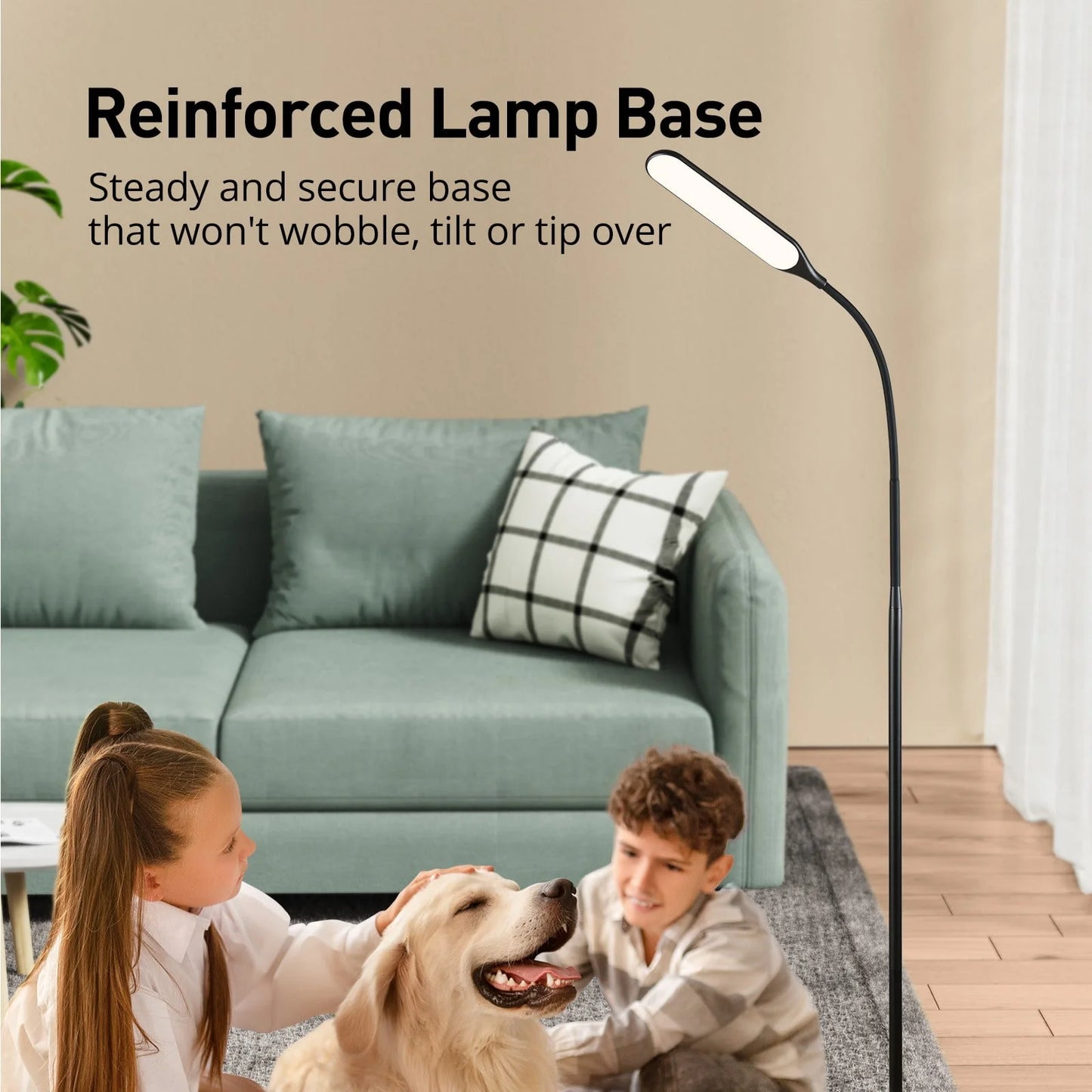 TaoTronics LED Floor Lamp, 4 Brightness Levels & 4 Colors Dimmable Floor Lamp Modern Standing Light Adjustable Gooseneck Task Lighting for Reading Living Room Bedroom Office Piano