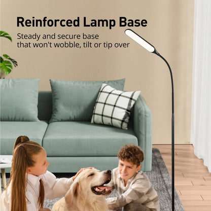 TaoTronics LED Floor Lamp, 4 Brightness Levels & 4 Colors Dimmable Floor Lamp Modern Standing Light Adjustable Gooseneck Task Lighting for Reading Living Room Bedroom Office Piano