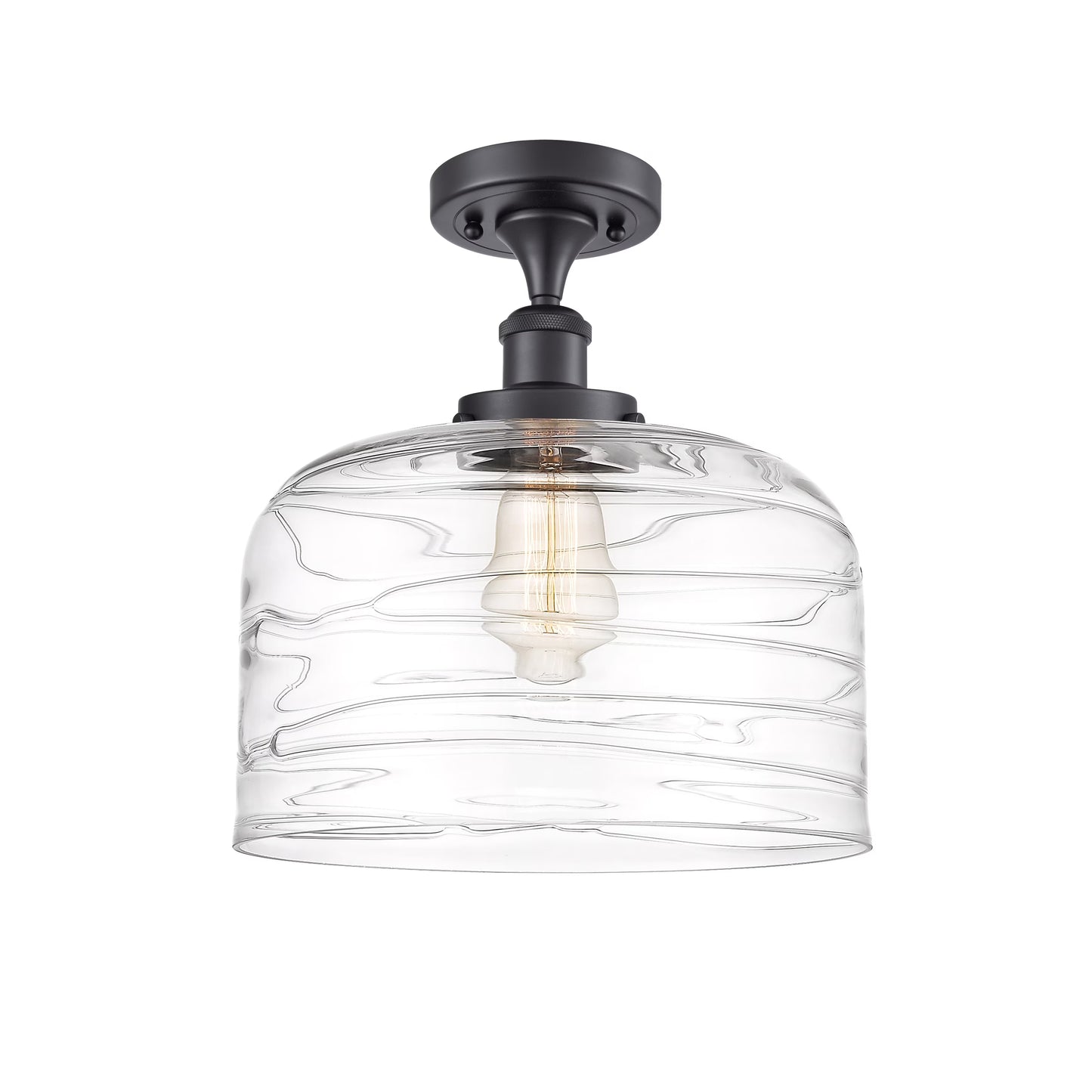 Innovations Lighting Ballston Urban Bell - 1 Light 12" Semi-Flush Mount Brushed Brass/Matte White