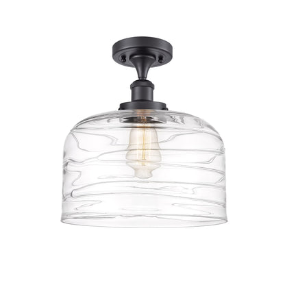 Innovations Lighting Ballston Urban Bell - 1 Light 12" Semi-Flush Mount Brushed Brass/Matte White