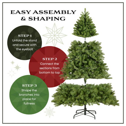 National Tree Company Pre-Lit Artificial Christmas Tree, Platinum, Tinsel, 1250 Warm White LED Rice Lights, Includes Stand, 7.5 Feet