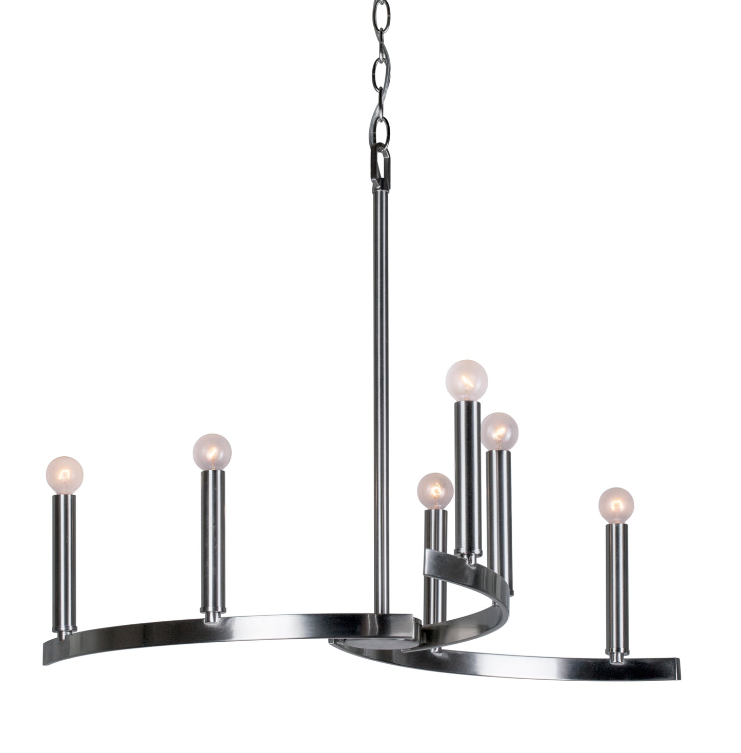 7075-06-55-Forte Lighting-Wyatt - 6 Light Chandelier-21.5 Inches Tall and 27.25 Inches Wide-Brushed Nickel Finish -Traditional Installation
