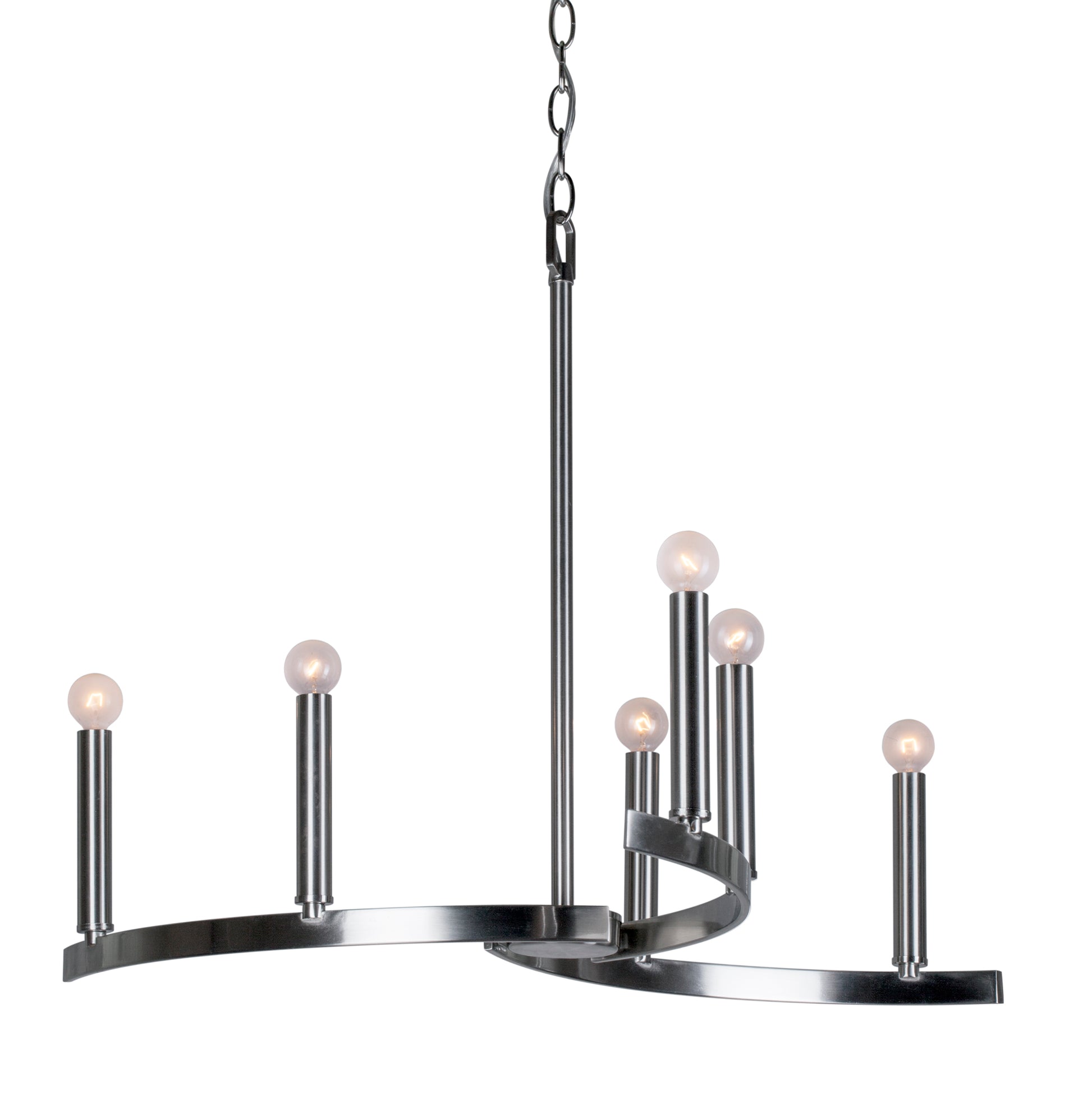 7075-06-55-Forte Lighting-Wyatt - 6 Light Chandelier-21.5 Inches Tall and 27.25 Inches Wide-Brushed Nickel Finish -Traditional Installation