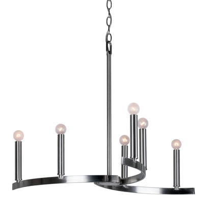 7075-06-55-Forte Lighting-Wyatt - 6 Light Chandelier-21.5 Inches Tall and 27.25 Inches Wide-Brushed Nickel Finish -Traditional Installation