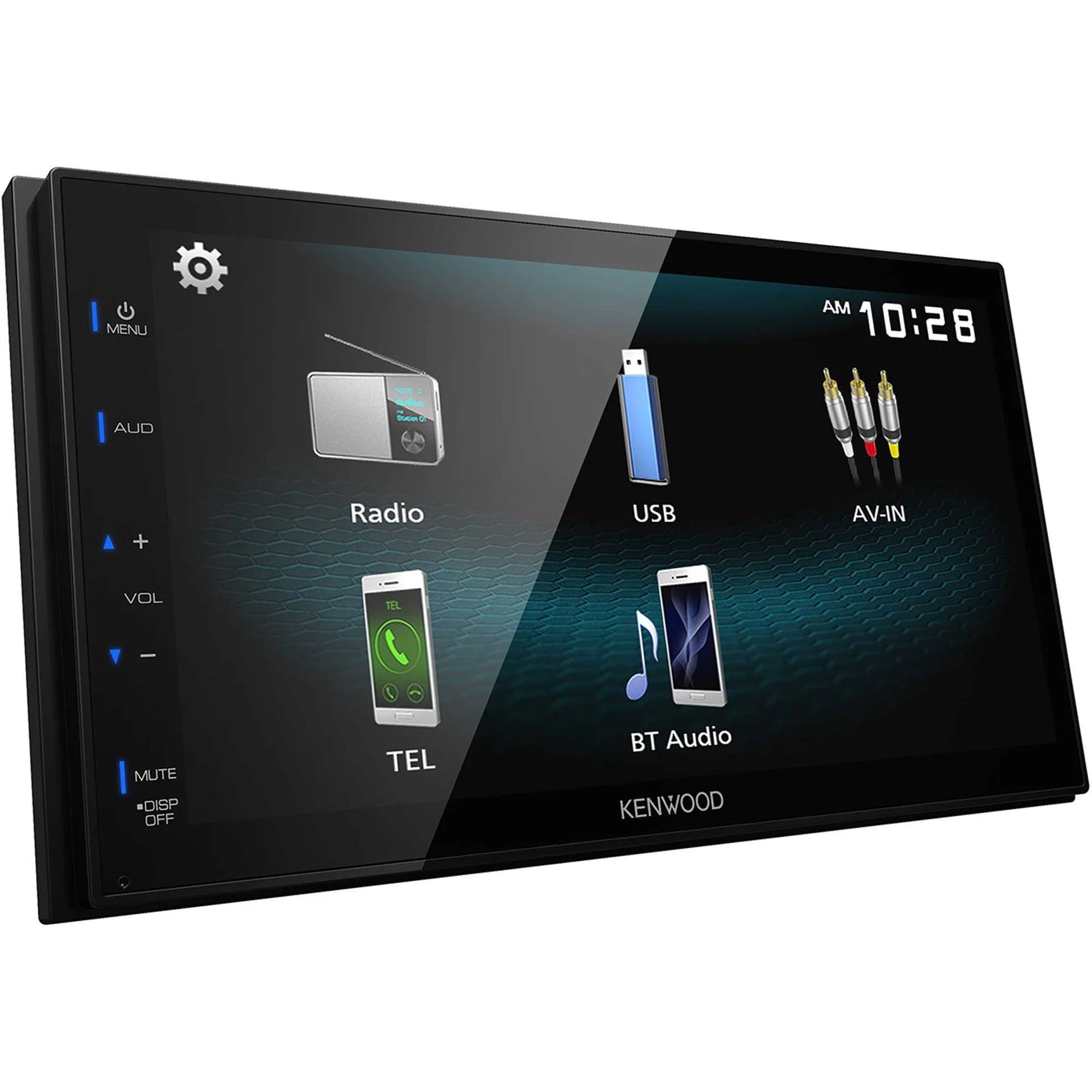 Kenwood DMX129BT MultiMedia Receiver (No CD) with Bluetooth with CMOS-230LP Rearview Camera with License Plate Mounting Hardware