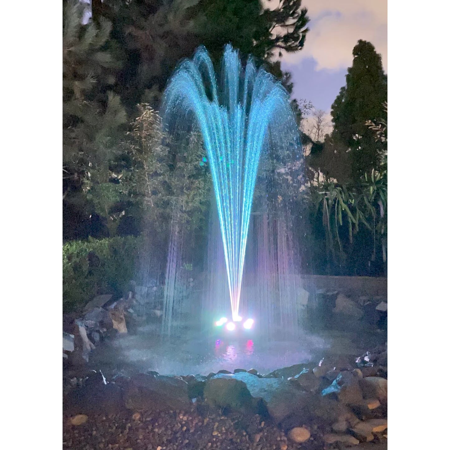 OceanMist PJ2000-6C Floating Pond Fountain, RGB LED Lighting, Includes Pump & Nozzles