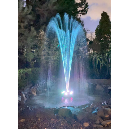OceanMist PJ2000-6C Floating Pond Fountain, RGB LED Lighting, Includes Pump & Nozzles