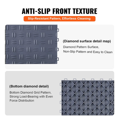 KFFKFF 12x12 in Garage Tile Interlocking Gray Pack of 50 Garage Floor Tiles