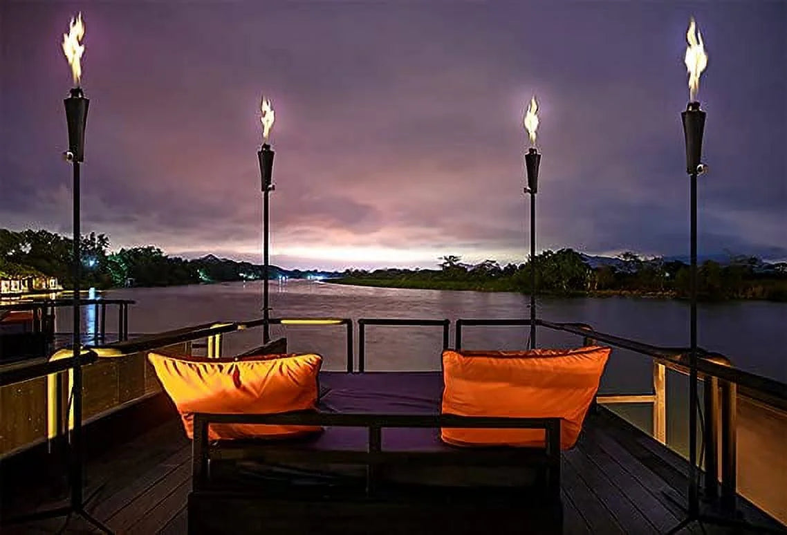 1lb Outdoor Propane Gas Tiki Style Torch - Easily Transform Your Place Into an Elegant Paradise with this Portable 71 inch Long Burning Torch Lighting That Will Compliment any Yard, Pathway, Backyard