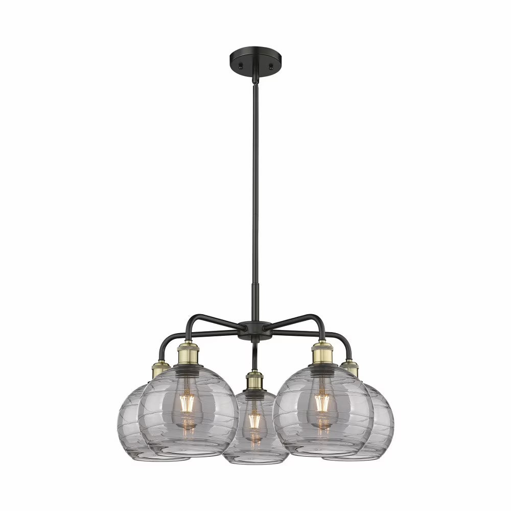 516-5CR-AC-G1213-8SM-Innovations Lighting-Athens Deco Swirl - 5 Light Stem Hung Chandelier In Industrial Style-15.38 Inches Tall and 26 Inches