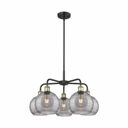 516-5CR-AC-G1213-8SM-Innovations Lighting-Athens Deco Swirl - 5 Light Stem Hung Chandelier In Industrial Style-15.38 Inches Tall and 26 Inches