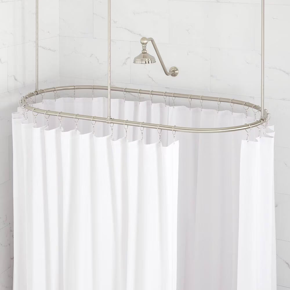 Signature Hardware SH555013CP 30" X 60" Oval Brass Shower Ring WITH Ceiling Supports & Mounting Hardware-Chrome