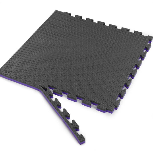 Xspec 1" Extra Thick Reversible EVA Foam Gym Mats 12 pcs 48 Sq Ft, Black/Purple