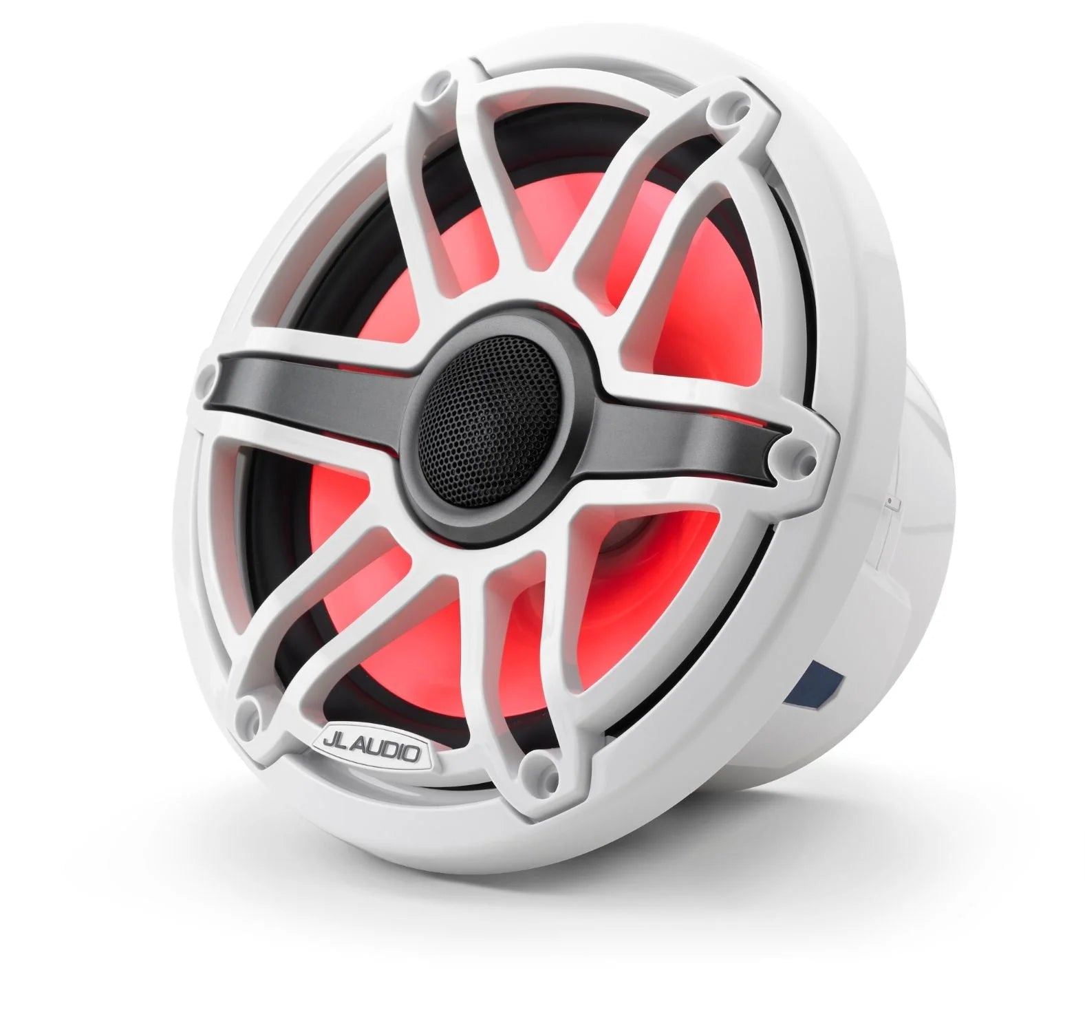 JL Audio M6-770X-S-GwGw-i 7.7-inch Marine Coaxial Speakers with Transflective LED Lighting, Gloss White