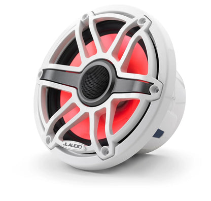 JL Audio M6-770X-S-GwGw-i 7.7-inch Marine Coaxial Speakers with Transflective LED Lighting, Gloss White