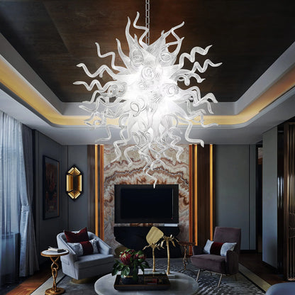 Longree Luxury Chandeliers Modern Hand Blown Glass Art Chandelier Ceiling Light Hanging Pendant Chandelier Light Fixture Decoration for Bedroom Indoor Lighting Living Room (Customizable Size & Color)