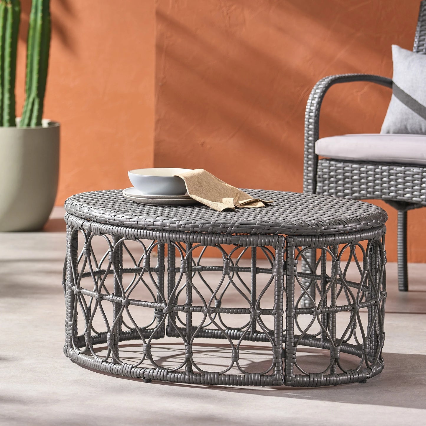 Christopher Knight Home Bruce Outdoor Wicker Coffee Table by Light Brown