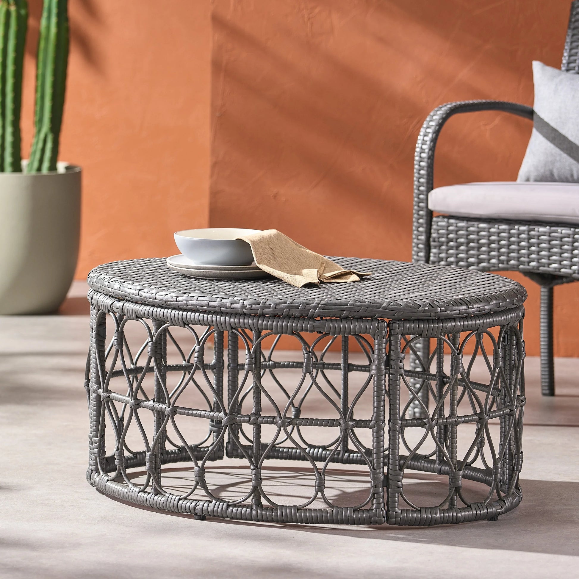 Christopher Knight Home Bruce Outdoor Wicker Coffee Table by Light Brown