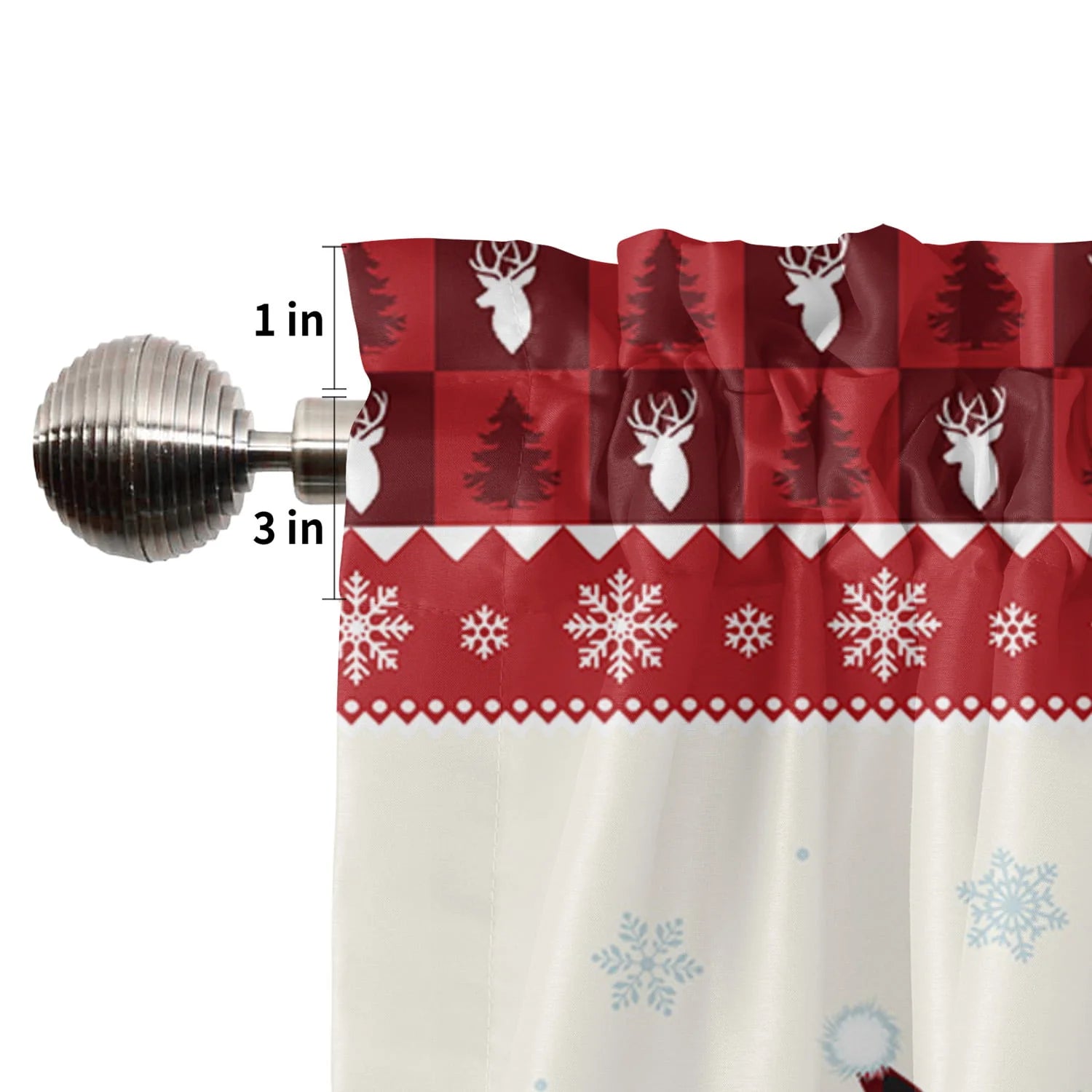 Christmas Window Valance Rod Pocket Panel for Kitchen Bedroom Window Merry Christmas Gnome with Xmas Hat Valances Short Curtain 54"x18"