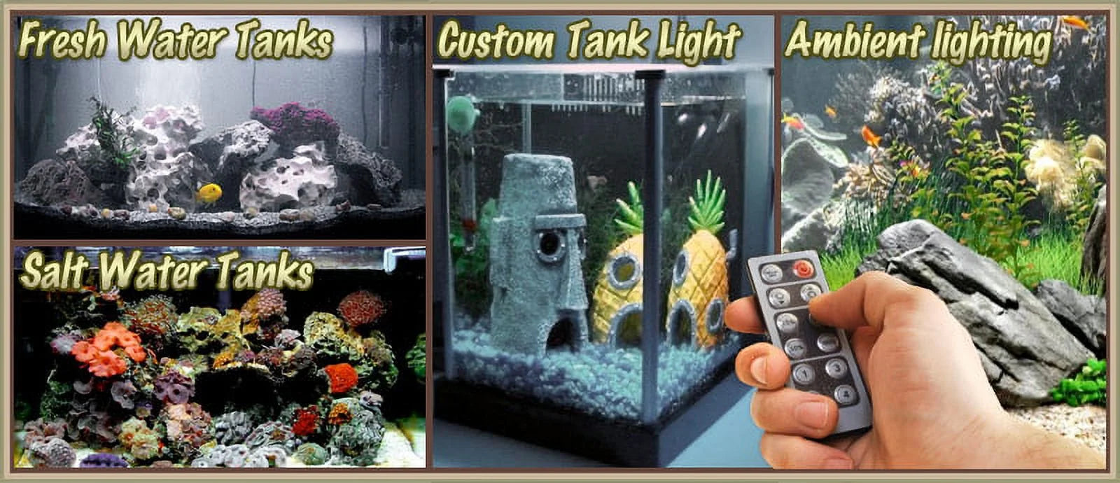 Biltek 6' ft Cool White Aquarium Fish Tank White LED Lighting Strip + Dimmer + Remote + Wall Plug 110V - Main Lighting Sub Fresh Water Salt Water Tanks Water Resistant 3528 SMD Flexible DIY 220V