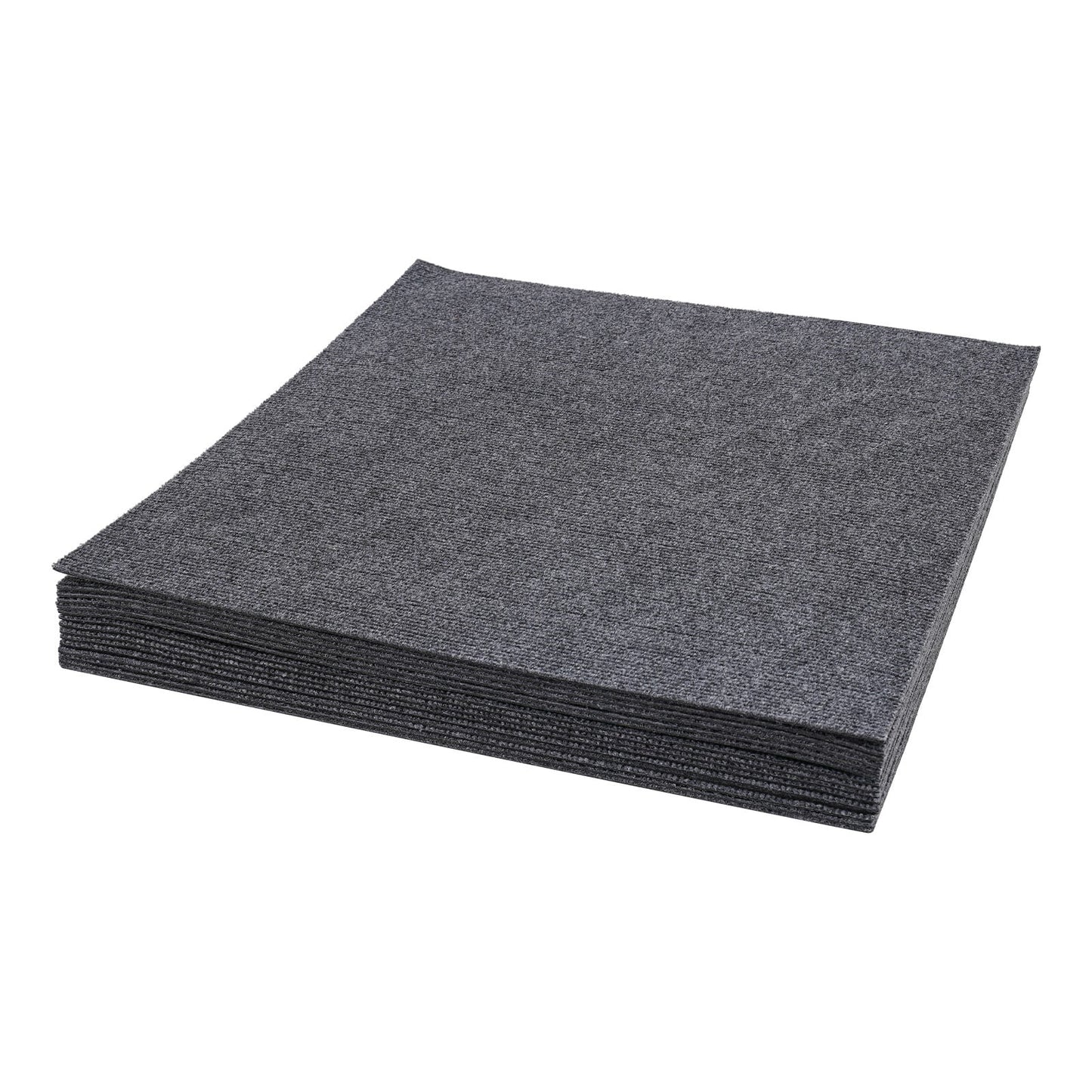 Dark Grey Carpet Tiles 24x24in, Low-Maintenance Polyester Fiber, Self-Adhesive 15-Pcs Set with Effortless Cleaning, Suitable for Hotels & Warehouses
