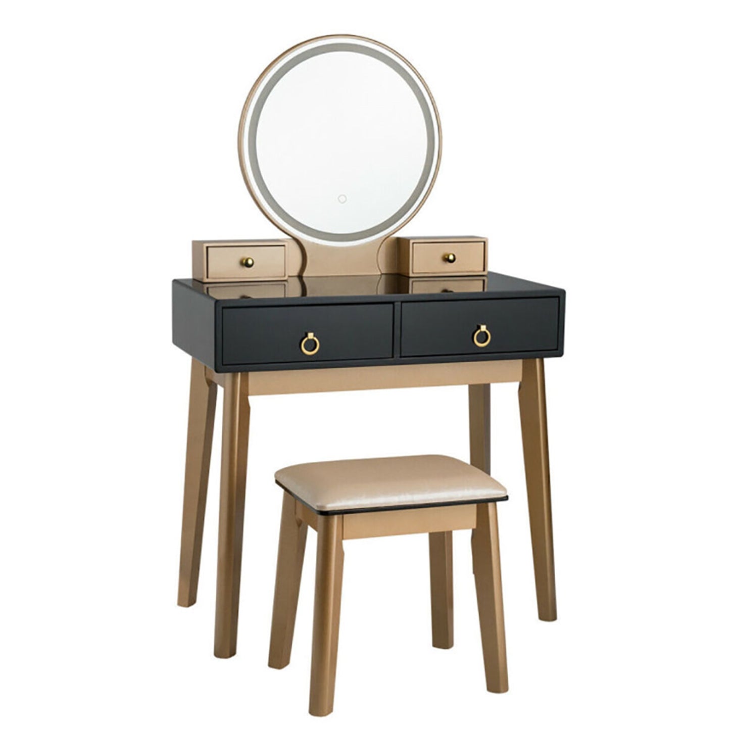 Kadyn Makeup Dressing Table Modern Vanity Set, Makeup Vanity Table Set 3 Color Lighting Dressing Table-Black
