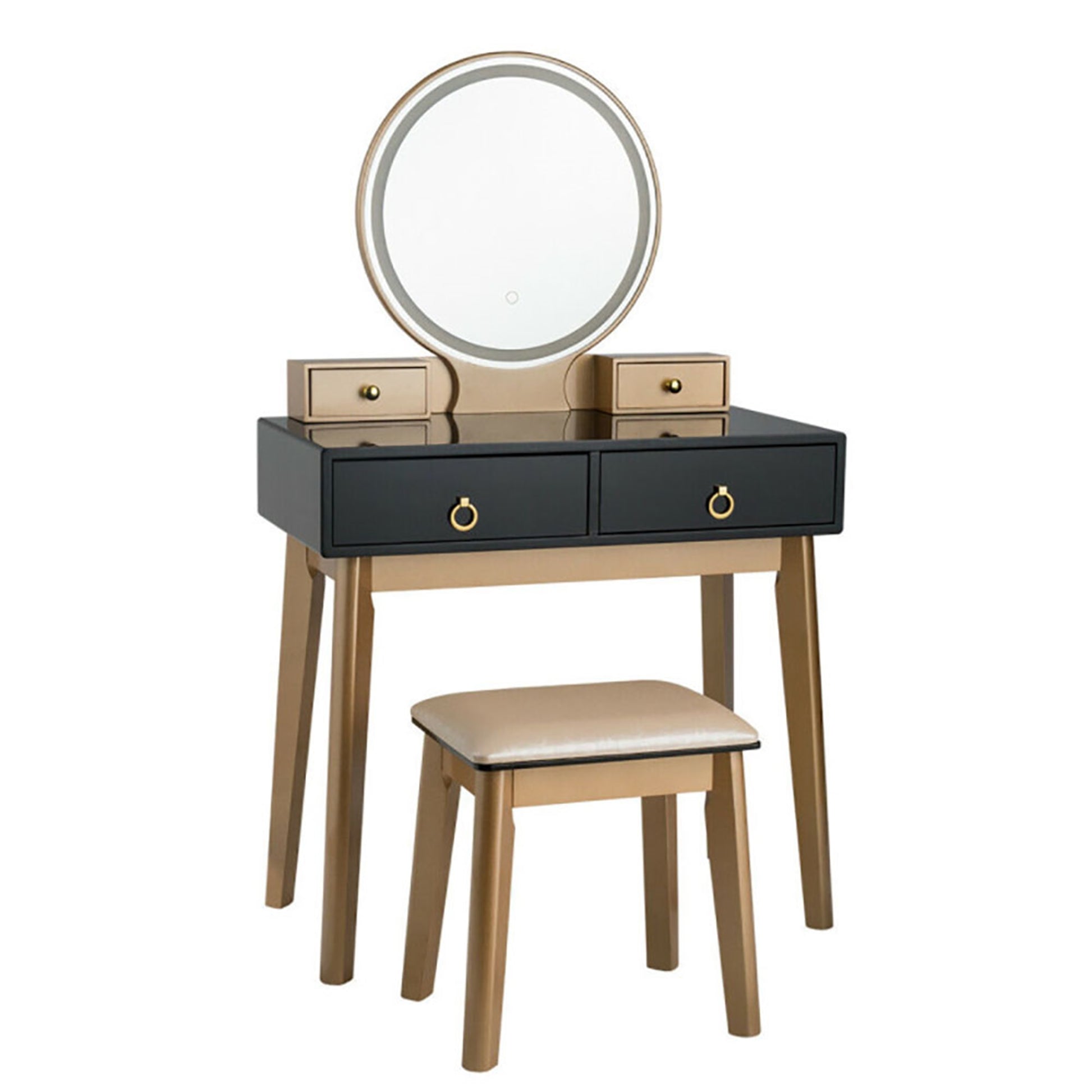 Kadyn Makeup Dressing Table Modern Vanity Set, Makeup Vanity Table Set 3 Color Lighting Dressing Table-Black